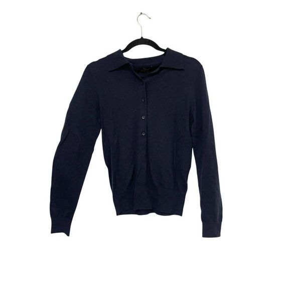 Massimo Dutti Women Polo Sweater S Blue Wool Collared Pullover 5615/610 NWT - Picture 2 of 8